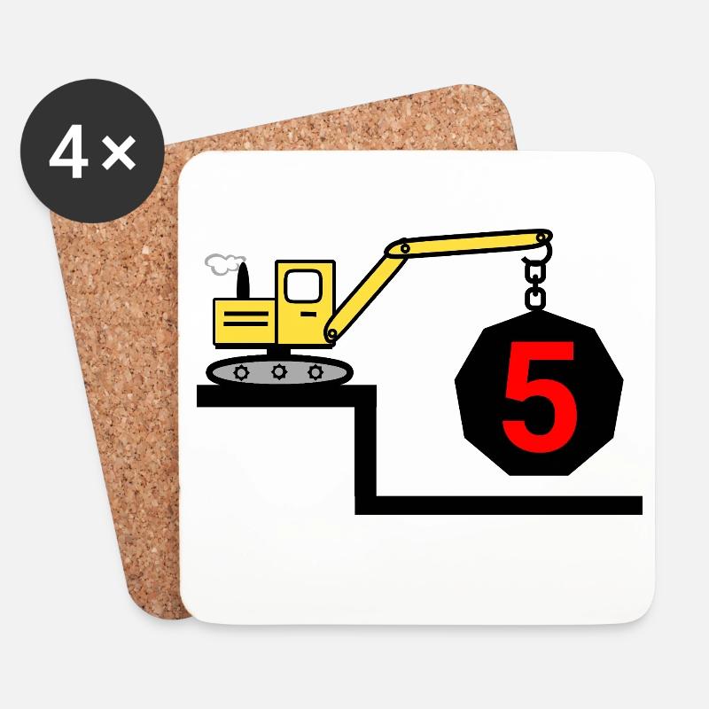 Bagger - Untersetzer (4er-Set) - Weiß