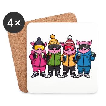 L’équipe de ski de Schweine Pistensau - Dessous de verre (lot de 4) - blanc - Devant
