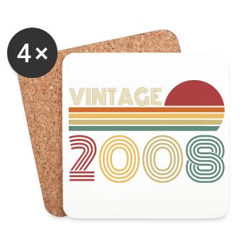 Vintage 2008 Vintage Rétro Cadeau d’anniversaire - Dessous de verre (lot de 4) - blanc - Devant