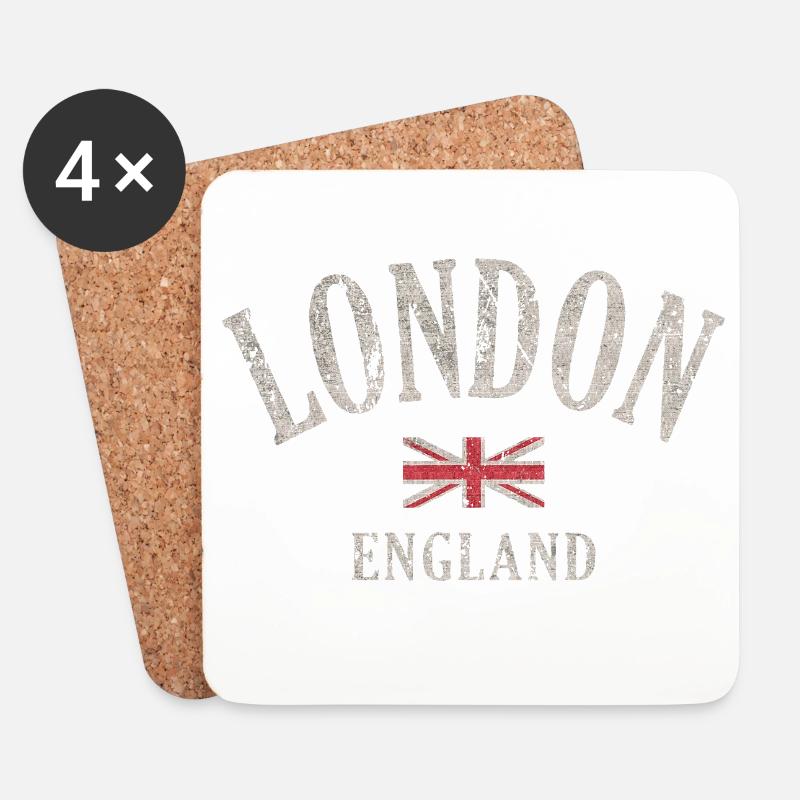 Vintage London Union Jack - Untersetzer (4er-Set) - Weiß