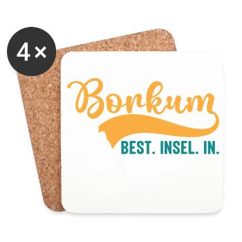 BORKUM BEST INSEL IN THE NORDSEE Lustiges - Untersetzer (4er-Set) - Weiß - Vorne