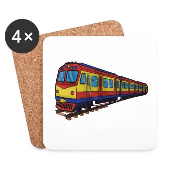 Bunter Zug Pracht-Illustration, S-Bahn - Untersetzer (4er-Set) - Weiß - Vorne