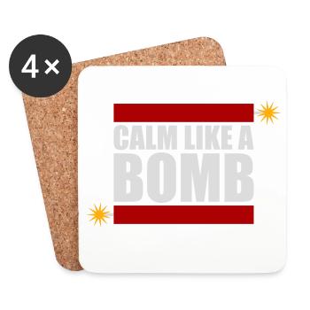 Calme comme une bombe Paradoxe Ironie Humour Blague explosive - Dessous de verre (lot de 4) - blanc - Devant