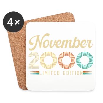 November 2000 Vintage Retro Birthday Gift - Coasters (set of 4) - white - Front