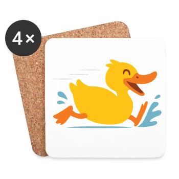 Happy Duck Sprint Cartoon - Coasters (set of 4) - white - Front