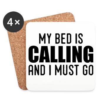 My bed is calling and i must go - Dessous de verre (lot de 4) - blanc - Devant