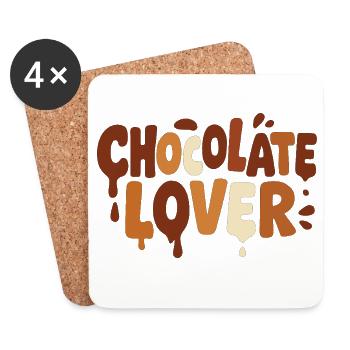 Schoko-Liebhaber Style Rétro – Amateur de chocolat - Dessous de verre (lot de 4) - blanc - Devant