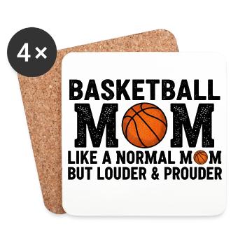 Fière Basketball Mère Citation Maman - Dessous de verre (lot de 4) - blanc - Devant