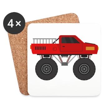 Camion monstre - Dessous de verre (lot de 4) - blanc - Devant