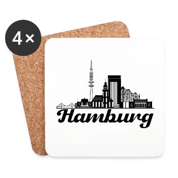 Hamburg Skyline Silhouette - Untersetzer (4er-Set) - Weiß - Vorne