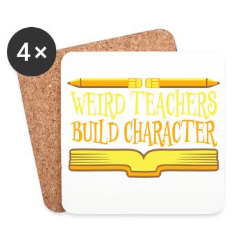 Des professeurs bizarres construisent un personnage Logo drôle d’enseignant - Dessous de verre (lot de 4) - blanc - Devant