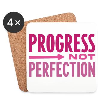 Progress Not Perfection Fortschritt zählt - Untersetzer (4er-Set) - Weiß - Vorne