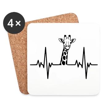 Giraffe heartbeat safari design - Coasters (set of 4) - white - Front