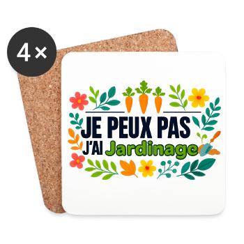 Je peux pas j'ai Jardinage - Dessous de verre (lot de 4) - blanc - Devant