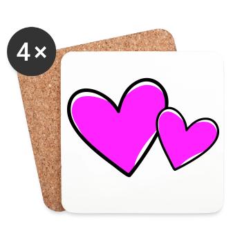 Hearts Symbol Love - Coasters (set of 4) - white - Front