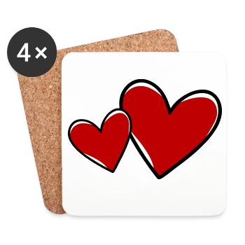 Herzen Symbol Liebe - Untersetzer (4er-Set) - Weiß - Vorne