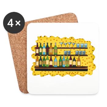 Barregal Cheese Evening Illustration - Coasters (set of 4) - white - Front