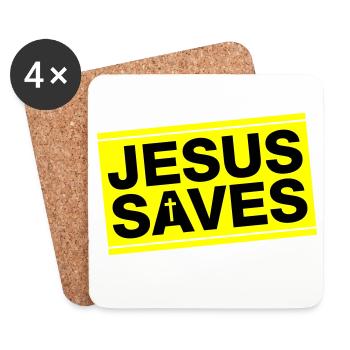 Jesus Rettet Spruch Christlich - Untersetzer (4er-Set) - Weiß - Vorne