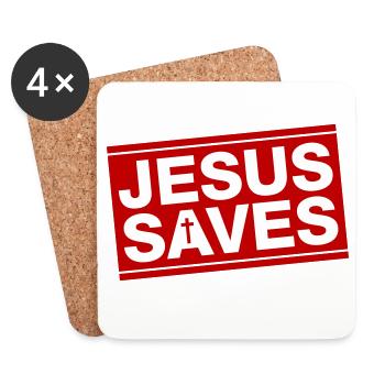 Jesus Rettet Spruch Christlich - Untersetzer (4er-Set) - Weiß - Vorne