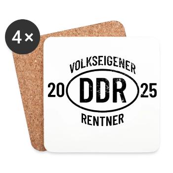 DDR Rentner 2025 Geschenk Hoodie T-Shirt Tasse - Untersetzer (4er-Set) - Weiß - Vorne