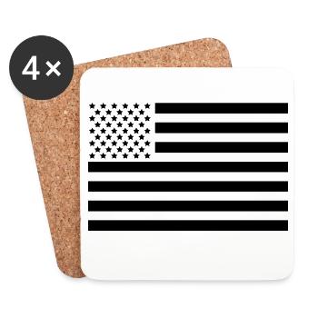 Drapeau des États-Unis - Dessous de verre (lot de 4) - blanc - Devant