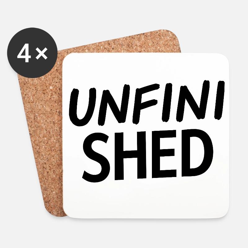 Unfinished Shed Typography - Coasters (set of 4) - white
