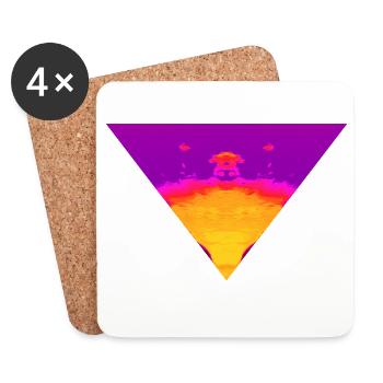 Vortex néon, Cyber Sunset - Dessous de verre (lot de 4) - blanc - Devant