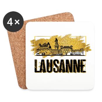 Lausanne, Suisse, City Skyline, Maison Or - Dessous de verre (lot de 4) - blanc - Devant