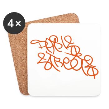 Orange Parisian Graffiti - Coasters (set of 4) - white - Front