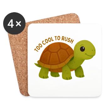 Too Cool To Rush Turtle - Coasters (set of 4) - white - Front