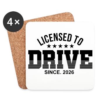 Driver's license passed in 2026 - Coasters (set of 4) - white - Front