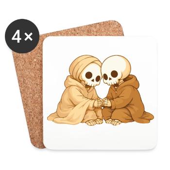 Cozy Skeleton Couple – Closeness in Quiet Moments - Coasters (set of 4) - white - Front