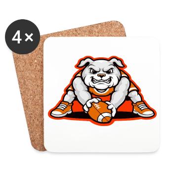 Mascotte de puissance du football des Bulldogs - Dessous de verre (lot de 4) - blanc - Devant