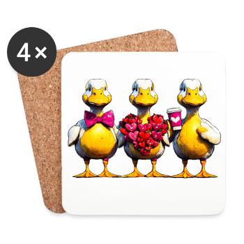 Herzduck's Trio: Love in Yellow - Coasters (set of 4) - white - Front