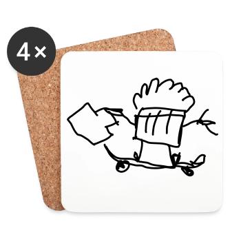 Muffin à roulettes avec valise - Dessous de verre (lot de 4) - blanc - Devant