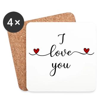 Je t’aime - Dessous de verre (lot de 4) - blanc - Devant