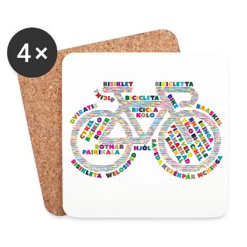 Fahrradsprachen V2 - Untersetzer (4er-Set) - Weiß - Vorne