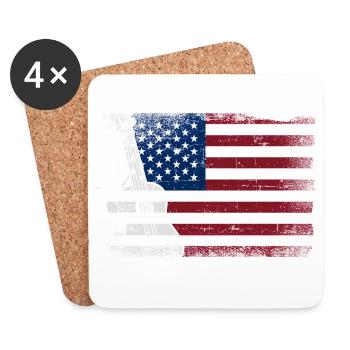 Hawaiian Ukulele Uke American Flag - Untersetzer (4er-Set) - Weiß - Vorne