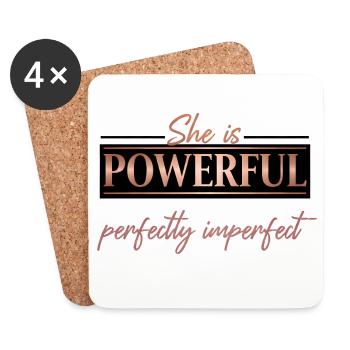 Powerful & Perfectly Imperfect – Rose Gold Design - Coasters (set of 4) - white - Front
