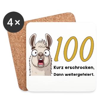 100 Geburtstag – Kurz erschrocken, dann gefeiert - Untersetzer (4er-Set) - Weiß - Vorne