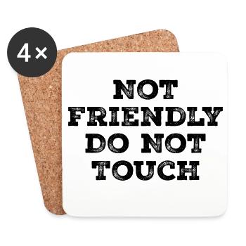 Not friendly do not touch - Coasters (set of 4) - white - Front