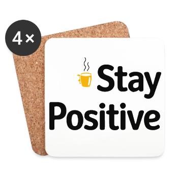 Stay Positive Kaffeetasse - Untersetzer (4er-Set) - Weiß - Vorne