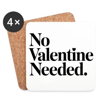 Chemise sans besoin de la Saint-Valentin – Drôle anti-Valentin - Dessous de verre (lot de 4) - blanc - Devant