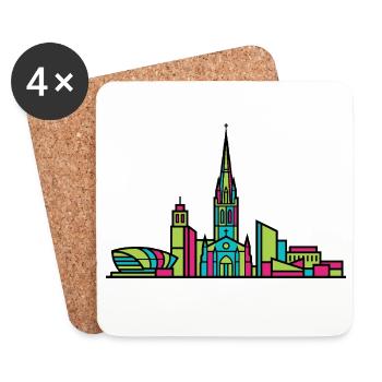 Décors de la cathédrale de la skyline de la ville de Coventry - Dessous de verre (lot de 4) - blanc - Devant
