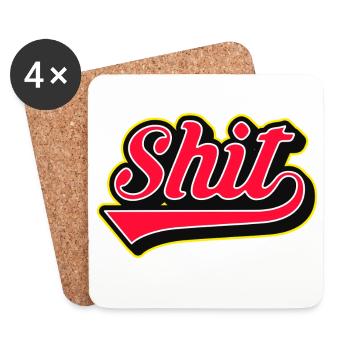 Logo du script de mot merdique - Dessous de verre (lot de 4) - blanc - Devant
