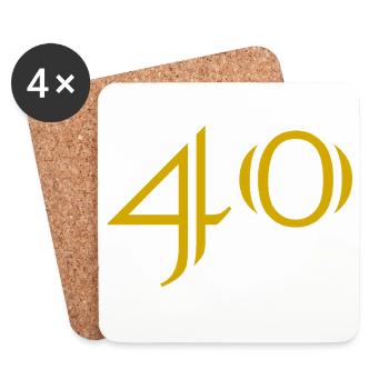 40. 40 ANS. 40e ANNIVERSAIRE. ANNIVERSAIRE 40 ANS. - Dessous de verre (lot de 4) - blanc - Devant