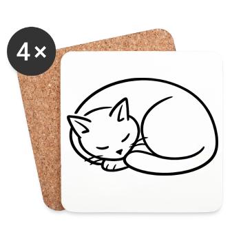 Étude de la lignée du chat endormi - Dessous de verre (lot de 4) - blanc - Devant