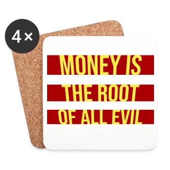 Money Root Evil Capitalism Greed Finance Rich - Coasters (set of 4) - white - Front