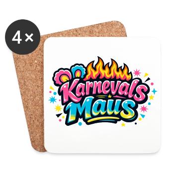Jeck de la souris de carnaval - motif de l’Alaaf de Cologne - Dessous de verre (lot de 4) - blanc - Devant