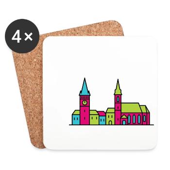 Wels City Skyline Lederer Turm Moderne Linienzeichnung - Untersetzer (4er-Set) - Weiß - Vorne